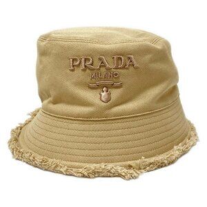 PRADA Bucket Gray Beige Cotton Hat 367-090225